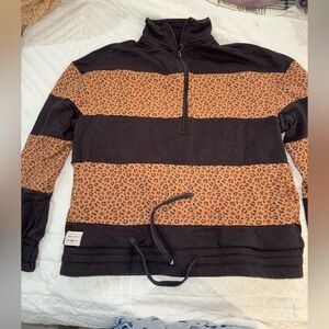 Simply Southern Black & Rust Leopard Zip Pullover